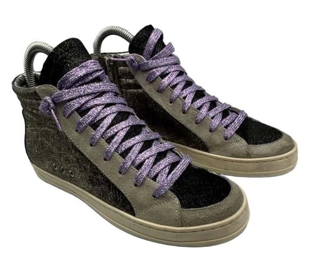 P448 Skate High Top Glitter Sneakers Size 38 Grey